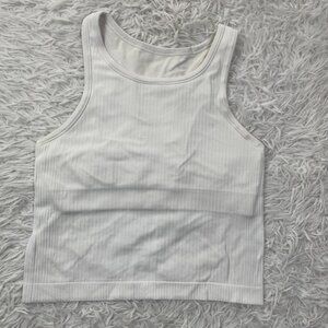 Lululemon Shirt Womens 6 White Ebb to Street Crop Tank Top Light Support Racer
